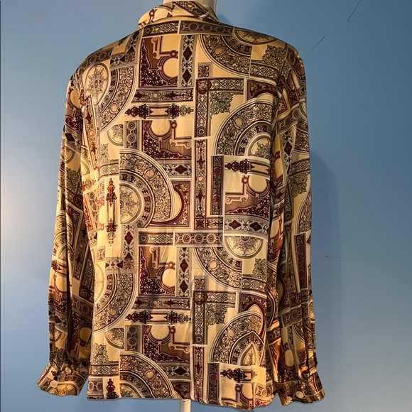 Liz Claiborne Vintage 90's Pure Silk Patterned Surplice Top, Size  16 - Picture 2 of 6